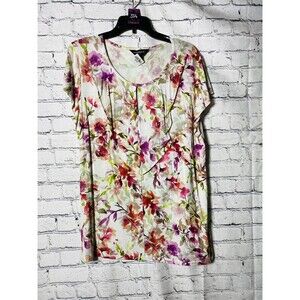 Liz Claiborne women’s short sleeve floral, print top size XL